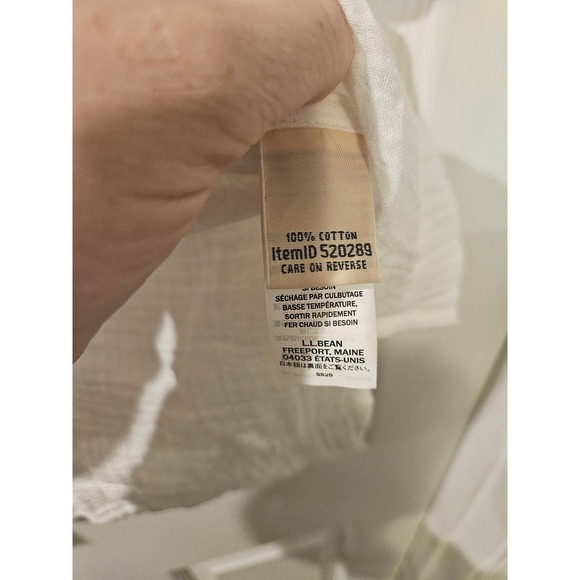 LL Bean‎ Cloud Gauze Short Sleeve Shirt Women XL Petite White NWT Cotton Top - Picture 5 of 7